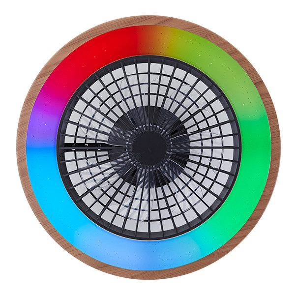 Plafondventilator met LED lamp | Slimline | Ø 49 cm | RGBIC + 3000-6500K | Hout | 40W | Brilliant LBR00003 - 3