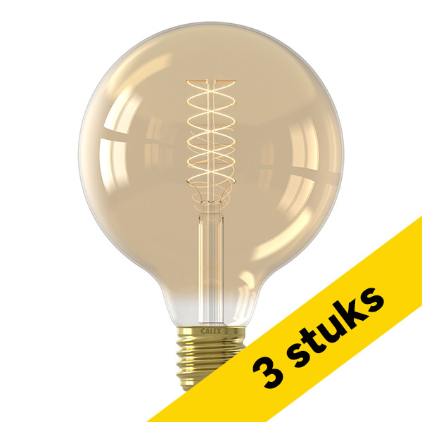 Aanbieding: 3x Calex LED lamp E27 | Globe G125 | Filament | Goud | 2700K | Dimbaar | 7.2W (60W) LCA01289 - 1