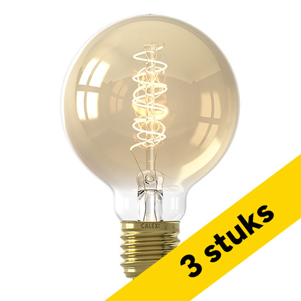 Aanbieding: 3x Calex LED lamp E27 | Globe G80 | Filament | Goud | 2100K | 3-staps dimbaar | 5.5W (40W) LCA01214 - 1