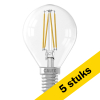 Aanbieding: 5x Calex LED lamp E14 | Kogel P45 | Filament | Helder | 2700K | Dimbaar | 4.5W (40W) LCA00766 - 1
