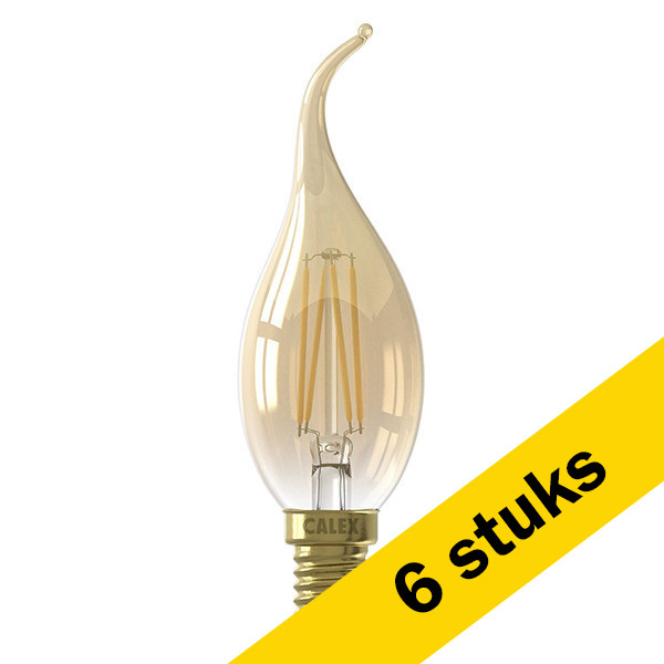 Calex Aanbieding: 6x Calex LED lamp E14 | Sierkaars B35 | Filament | Goud | 2100K | Dimbaar | 3.5W (25W)  LCA00688 - 1