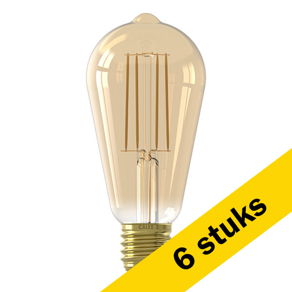 Calex Aanbieding: 6x Calex LED lamp E27 | Edison ST64 | Sensorlamp dag/nacht | Goud | 2100K | 4.5W (40W)  LCA00616 - 1