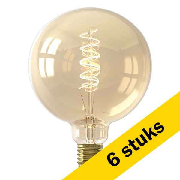 Aanbieding: 6x Calex LED lamp E27 | Flexible Filament | Globe G125 | Filament | Goud | 2100K | Dimbaar | 5.5W (40W) LCA00885 - 1