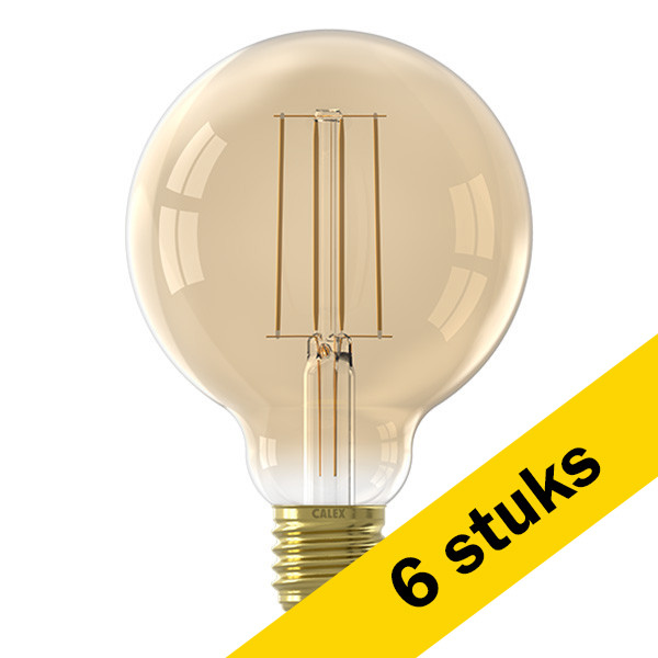 Calex Aanbieding: 6x Calex LED lamp E27 | Globe G95 | Filament | Goud | 2100K | Dimbaar | 4.5W (40W)  LCA00720 - 1