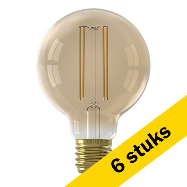 Aanbieding: 6x Calex LED lamp E27 | Goldline | Globe G80 | Filament | Goud | 2100K | Dimbaar | 3.5W (25W) LCA00716 - 1