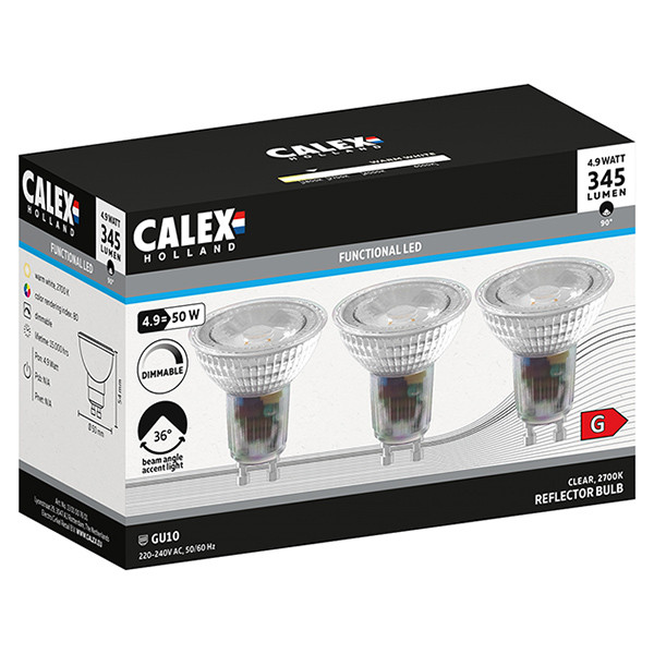 Calex GU10 LED spot | 2700K | Dimbaar | 4.9W (30W) | 3 stuks LCA00966 - 1
