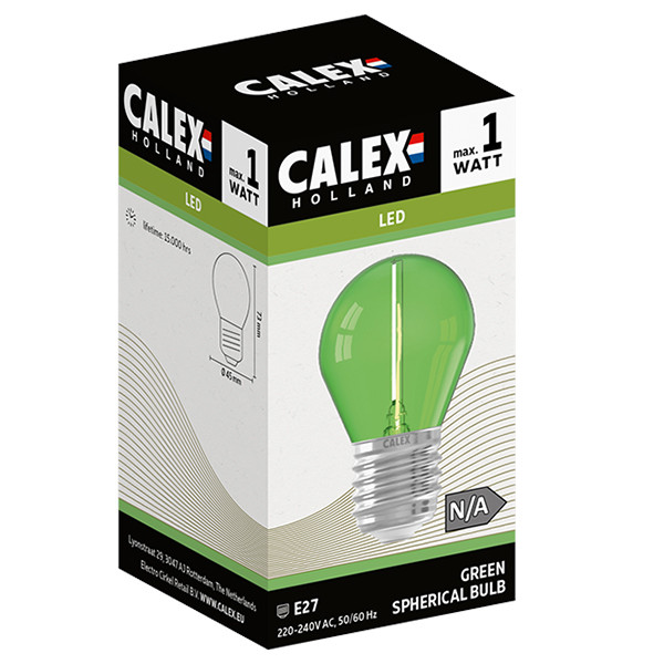 Calex LED lamp E27 | Kogel G45 | Filament | Groen | 1W LCA01221 - 3