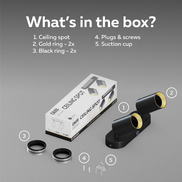 Calex Plafondspot GU10 | Rond | 2 spots | Zwart LCA01234 - 7