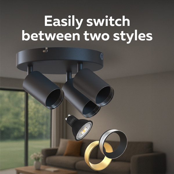 Calex Plafondspot GU10 | Rond | 3 spots | Zwart LCA01235 - 2