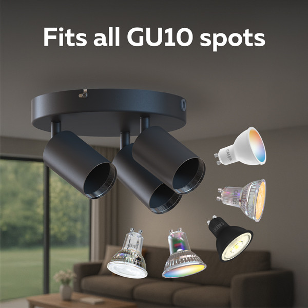 Calex Plafondspot GU10 | Rond | 3 spots | Zwart LCA01235 - 3
