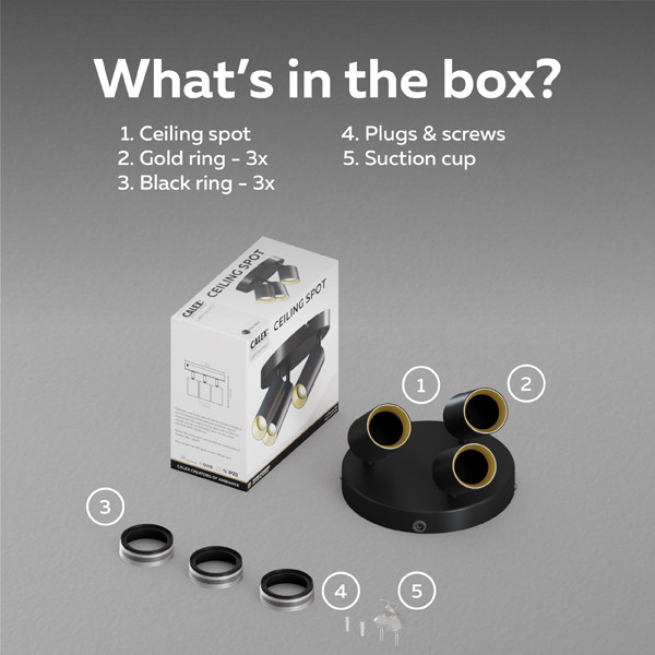 Calex Plafondspot GU10 | Rond | 3 spots | Zwart LCA01235 - 7