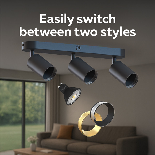 Calex Plafondspot GU10 | Rond | 3 spots | Zwart LCA01236 - 2