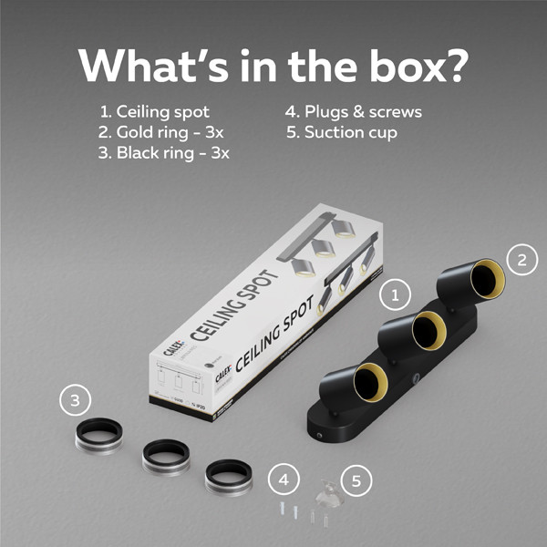 Calex Plafondspot GU10 | Rond | 3 spots | Zwart LCA01236 - 6