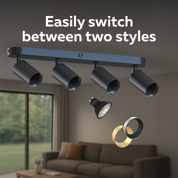 Calex Plafondspot GU10 | Rond | 4 spots | Zwart LCA01237 - 2