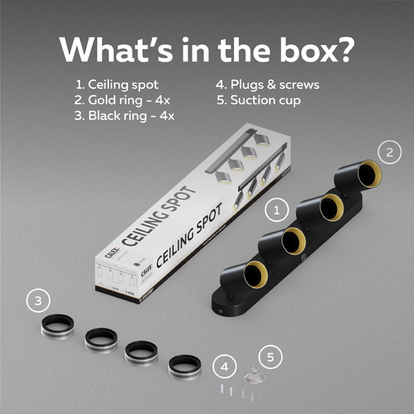 Calex Plafondspot GU10 | Rond | 4 spots | Zwart LCA01237 - 4