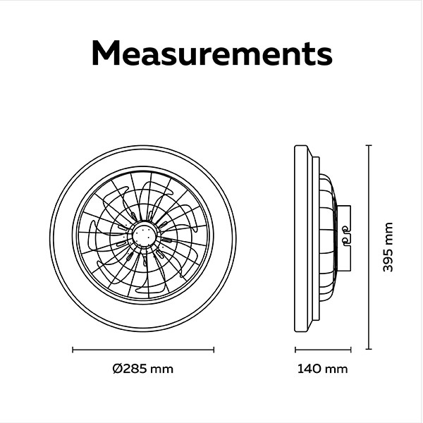Calex Plafondventilator met LED lamp | Ø 39 cm | RGB + 2700-6500K | Zwart/Wit LCA01297 - 8