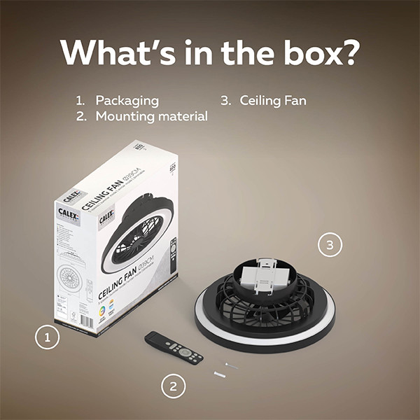 Calex Plafondventilator met LED lamp | Ø 39 cm | RGB + 2700-6500K | Zwart/Wit LCA01297 - 9