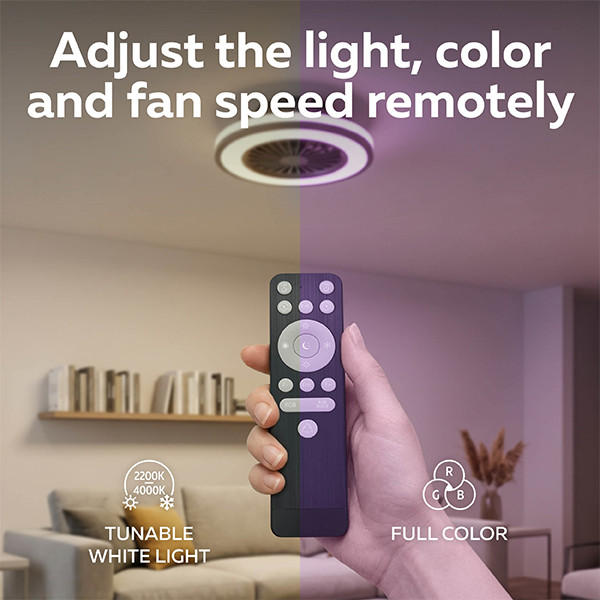 Calex Plafondventilator met LED lamp | Ø 49 cm | RGB + 2700-6500K | Zwart/Wit LCA01298 - 6