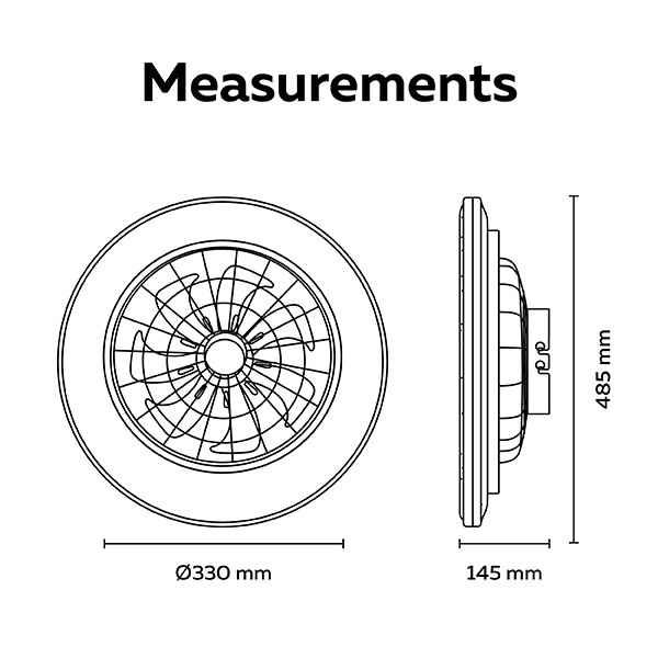 Calex Plafondventilator met LED lamp | Ø 49 cm | RGB + 2700-6500K | Zwart/Wit LCA01298 - 8