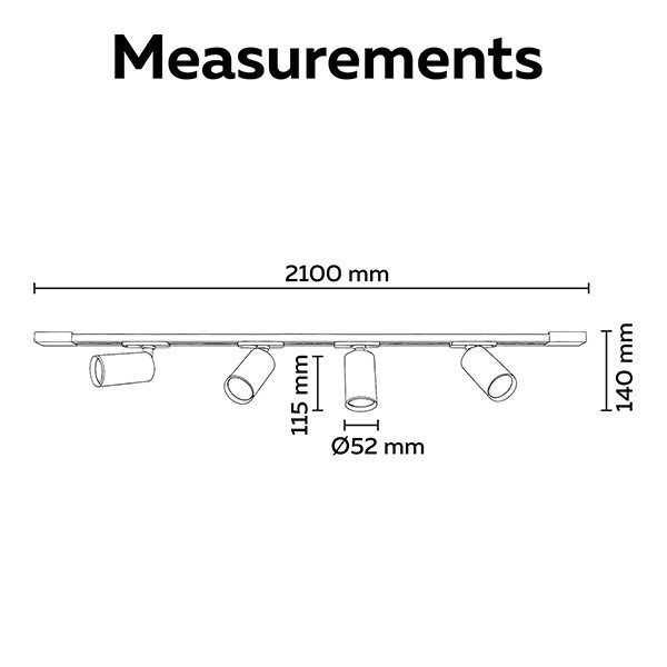 Calex Railverlichting | GU10 | 4 spots | Wit LCA01301 - 7