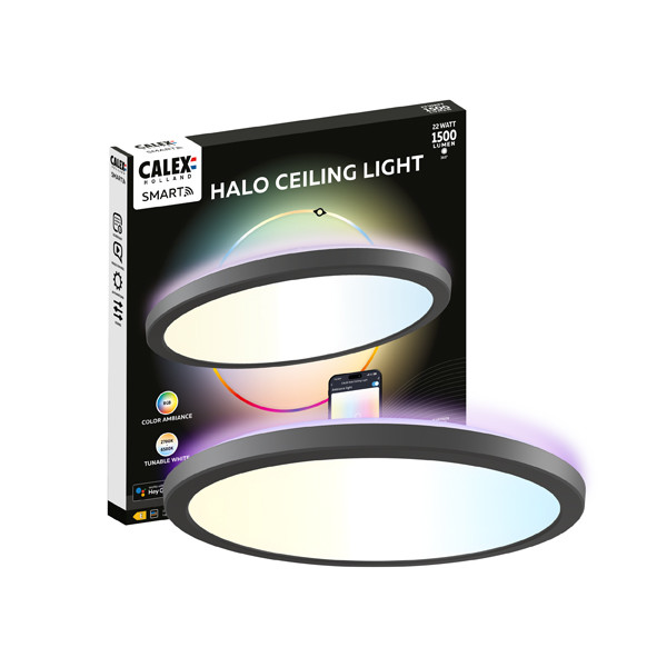 Calex Slimme plafondlamp | Rond | Ø 30 cm | RGB + 2700-6500K | Zwart | WiFi (Tuya) | 22W LCA01244 - 1