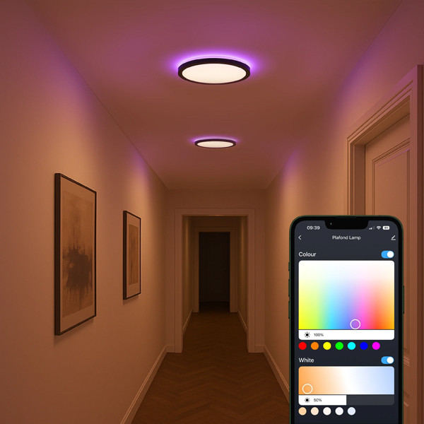 Calex Slimme plafondlamp | Rond | Ø 30 cm | RGB + 2700-6500K | Zwart | WiFi (Tuya) | 22W LCA01244 - 4