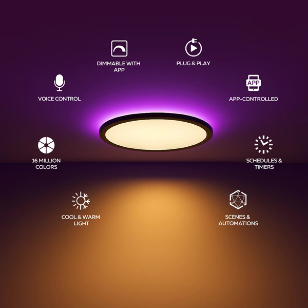 Calex Slimme plafondlamp | Rond | Ø 40 cm | RGB + 2700-6500K | Zwart | WiFi (Tuya) | 22W LCA01245 - 2