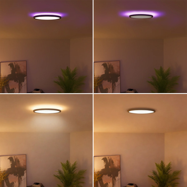 Calex Slimme plafondlamp | Rond | Ø 40 cm | RGB + 2700-6500K | Zwart | WiFi (Tuya) | 22W LCA01245 - 5