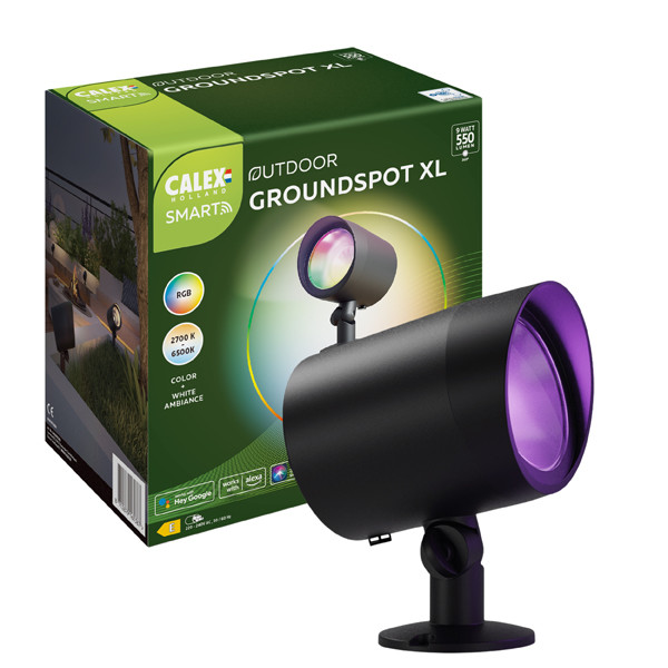 Calex Slimme prikspot buiten | RGB + 2700-6500K | IP44 | Zwart | Bluetooth | 8.2W LCA01253 - 1