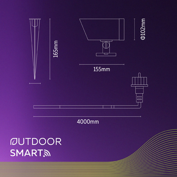 Calex Slimme prikspot buiten | RGB + 2700-6500K | IP44 | Zwart | Bluetooth | 8.2W LCA01253 - 5