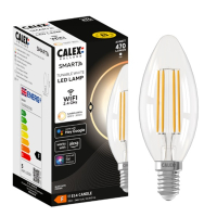 Calex Smart Kaars B35 Helder Straight filament 220-240V 4.9W 470lm 1800-3000K E14 Dimbaar met app  LCA01152