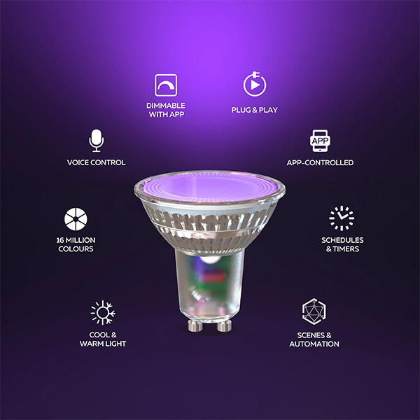 Calex Smart Spot GU10 | RGB + 2200K-4000K | 470 lumen | 4.9W  LCA01198 - 2