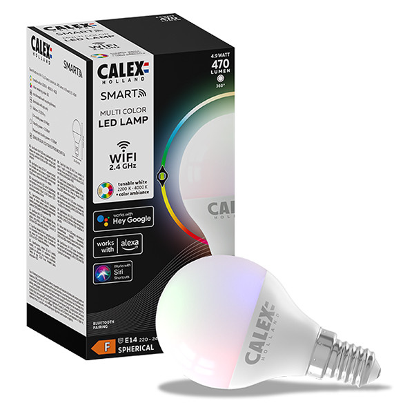 bladeren lip uitgehongerd Calex Smart lamp E14 | Kogel P45 | RGB + 2200K-4000K | 470 lumen | 5W Calex  123led.nl