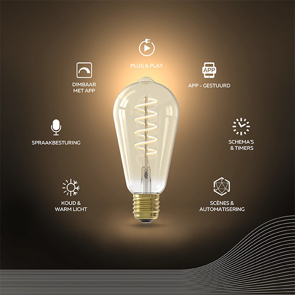 Calex Smart lamp E27 | Edison ST64 | Goud | 1800-3000K | WiFi (Tuya) | 7W LCA01193 - 2