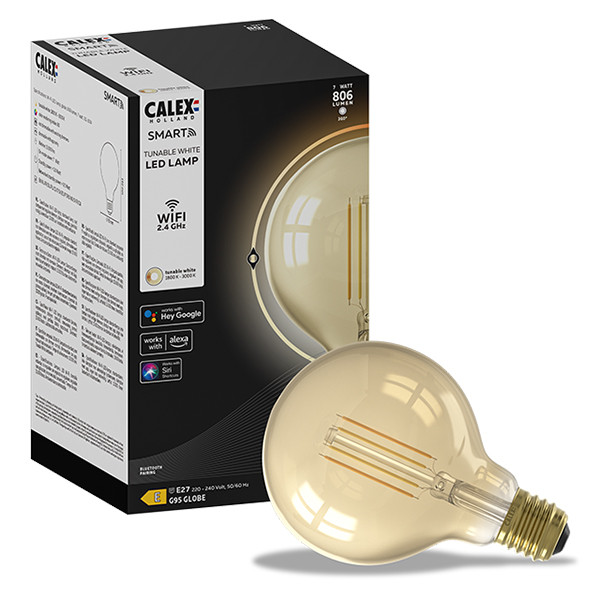 Calex Smart E27 G95 7 W fil LED 1 800-3 000 K x2