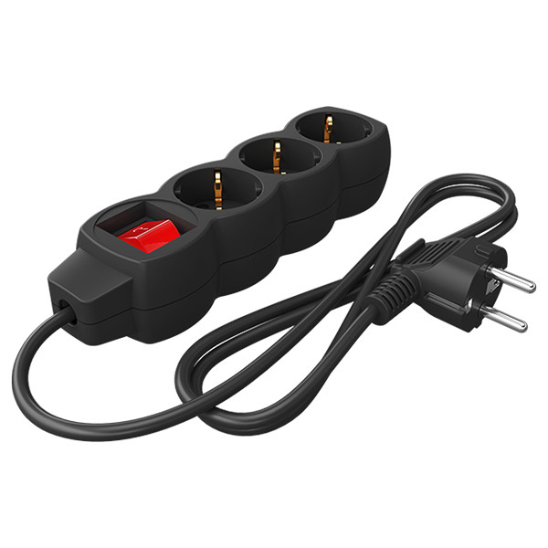 Calex Stekkerdoos 3-voudig met schakelaar | 1.4 meter | Zwart LCA01257 - 1