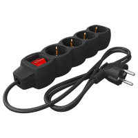 Calex Stekkerdoos 4-voudig met schakelaar | 1.4 meter | Zwart LCA01258