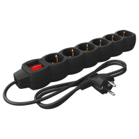 Calex Stekkerdoos 6-voudig met schakelaar | 1.4 meter | Zwart LCA01259