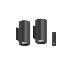 Calex Wandlamp buiten | Batterij | Up & Down | Rond | 2W | Zwart | 2 stuks LCA01280