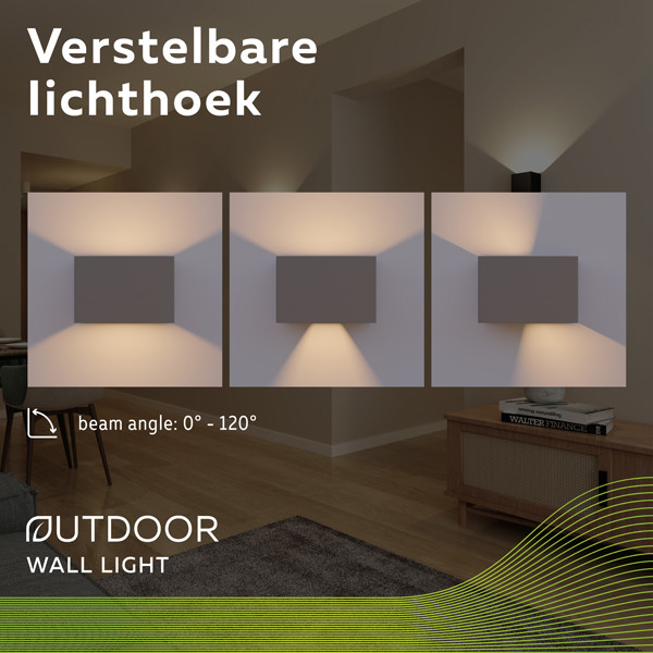 Calex Wandlamp buiten | Up & Down | Rechthoek | 3000K | IP54 | 7W | Antraciet  LCA01049 - 4