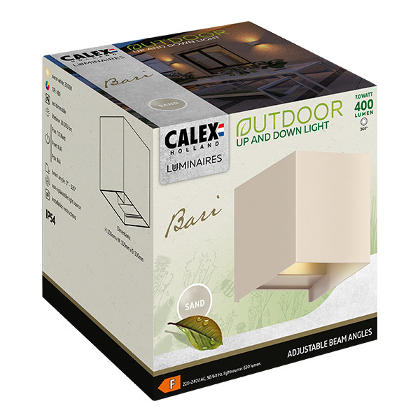 Calex Wandlamp buiten | Up & Down | Vierkant | 3000K | IP54 | 7W | Zand LCA01268 - 3