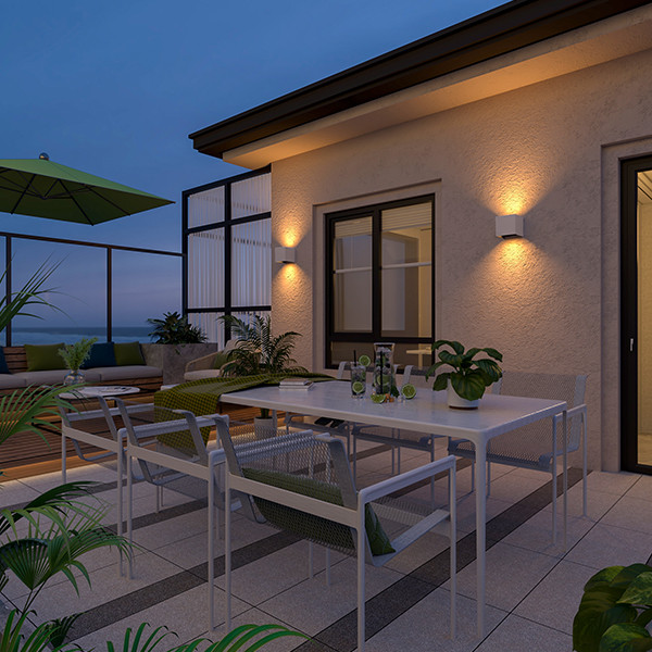 Calex Wandlamp buiten | Up & Down | Vierkant | 3000K | IP54 | 7W | Zand LCA01268 - 4