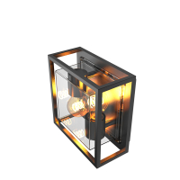 Calex Wandlamp buiten 2x E27 | Vierkant | Glas | IP44 | Zwart  LCA01032