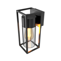 Calex Wandlamp buiten E27 | Rechthoek | Glas | IP44 | Zwart  LCA01031