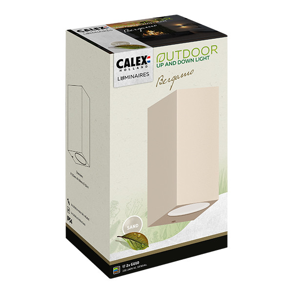 Calex Wandlamp buiten GU10 | Up & Down | Rechthoek | IP54 | Zand LCA01267 - 3