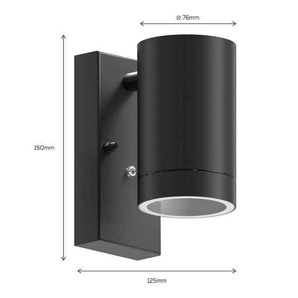 Calex Wandlamp buiten met schemersensor GU10 | Alba | Rond | IP44 | Zwart LCA01166 - 6