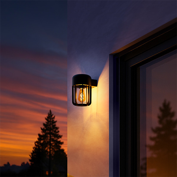 Calex Wandlamp buiten met sensor E27 | Faenza | IP65 | Zwart LCA01272 - 3