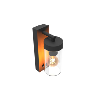 Calex Wandlamp buiten met sensor E27 | Rond | Glas | IP44 | Zwart  LCA01034