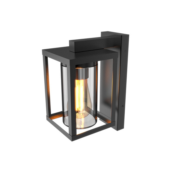 Calex Wandlamp buiten met sensor E27 | Vierkant | Glas | IP44 | Zwart  LCA01033 - 1