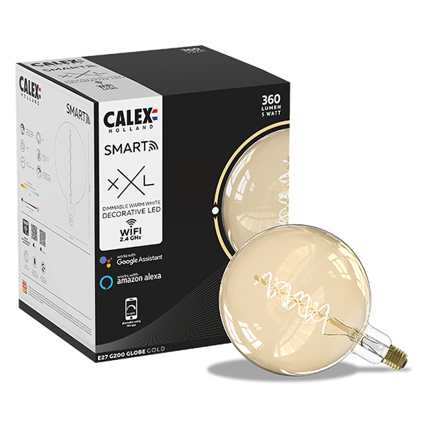 Calex XXL Smart lamp | E27 | Globe G200 | Gold | 1800K | 220 lumen | 5W (22W)  LCA00452 - 1